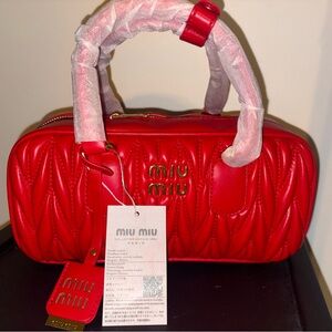 Miu Miu Red Quilted Shoulder Bag